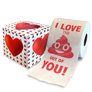 Printed TP I Love The Poop Out Of You Printed Toilet Paper Prank – Funny Anniversary Novelty Gag Gift for Wife and Husband - 500 Sheets