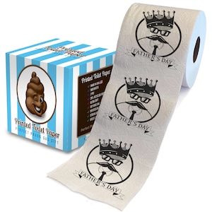 Printed TP Happy Fathers Day King of Father&#39;s Day Cartoon Printed Toilet Paper Roll – Funny Gift for Dad, Husband, Boyfriend – 500 Sheets