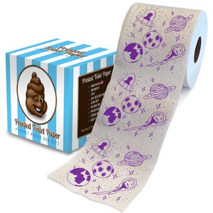 Printed TP Space Pattern 2 Ply Toilet Paper Bathroom Tissue - Novelty Purple Bath Tissue Roll - Funny Toilet Paper for Home Decor, 500 Sheet