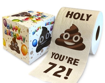 Printed TP 72nd Birthday Gift Toilet Paper - Holy You're 72 Bday Party Funny Gag Gift Toilet Paper, 72 Happy Birthday Presents - 500 Sheets