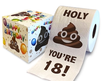 Printed TP Holy Poop You're 18 Printed Toilet Paper Gag Gift – Funny Toilet Paper For Prank, Surprise, 18th Birthday Party - 500 Sheets