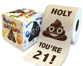 Printed TP 21st Birthday Gift Toilet Paper - Holy You're 21 Bday Party Funny Gag Gift, Novelty Unique 21 Happy Birthday Presents - 500 Sheet