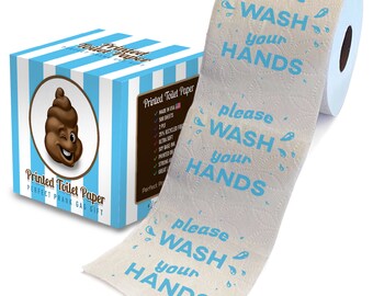 Printed TP Please Wash Your Hands Printed Toilet Paper Gag Gift – Funny Toilet Paper Roll For Prank, Surprise, Decor, Gift – 500 Sheets