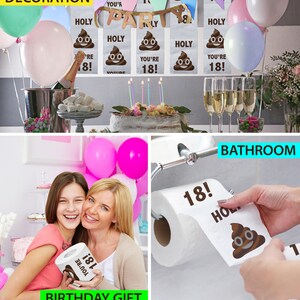 Printed TP 18th Birthday Gift Toilet Paper - Holy You're 18 Bday Party Funny Gift, Novelty Unique 18 Happy Birthday Presents - 500 Sheets afbeelding 6