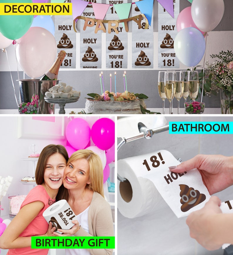 Printed TP 18th Birthday Gift Toilet Paper - Holy You're 18 Bday Party Funny Gift, Novelty Unique 18 Happy Birthday Presents - 500 Sheets afbeelding 6