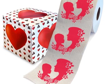 Happy Mother's Day I Love You Mom Design Printed Toilet Paper Paper Roll - Surprise Funny Cute Gag Gifts for Mothers Day - 500 Sheets