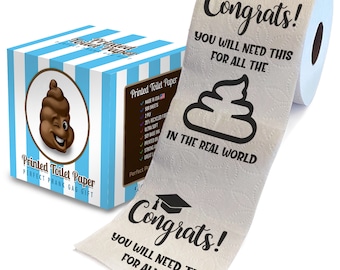 Printed TP Congrats You Will Need This in The Real World Printed Toilet Paper Gag Gift - Funny Toilet Paper Roll for Graduate, 500 Sheets