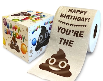 Printed TP Happy Birthday You're the Poop Printed Toilet Paper Gift – Happy Birthday Funny Toilet Paper For Prank, Surprise - 500 Sheets