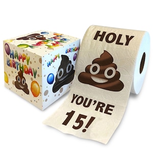 Printed TP 15th Birthday Gift Toilet Paper - Holy You&#39;re 15 Bday Party Funny Gag Gift, Novelty Unique 15 Happy Birthday Presents - 500 Sheet