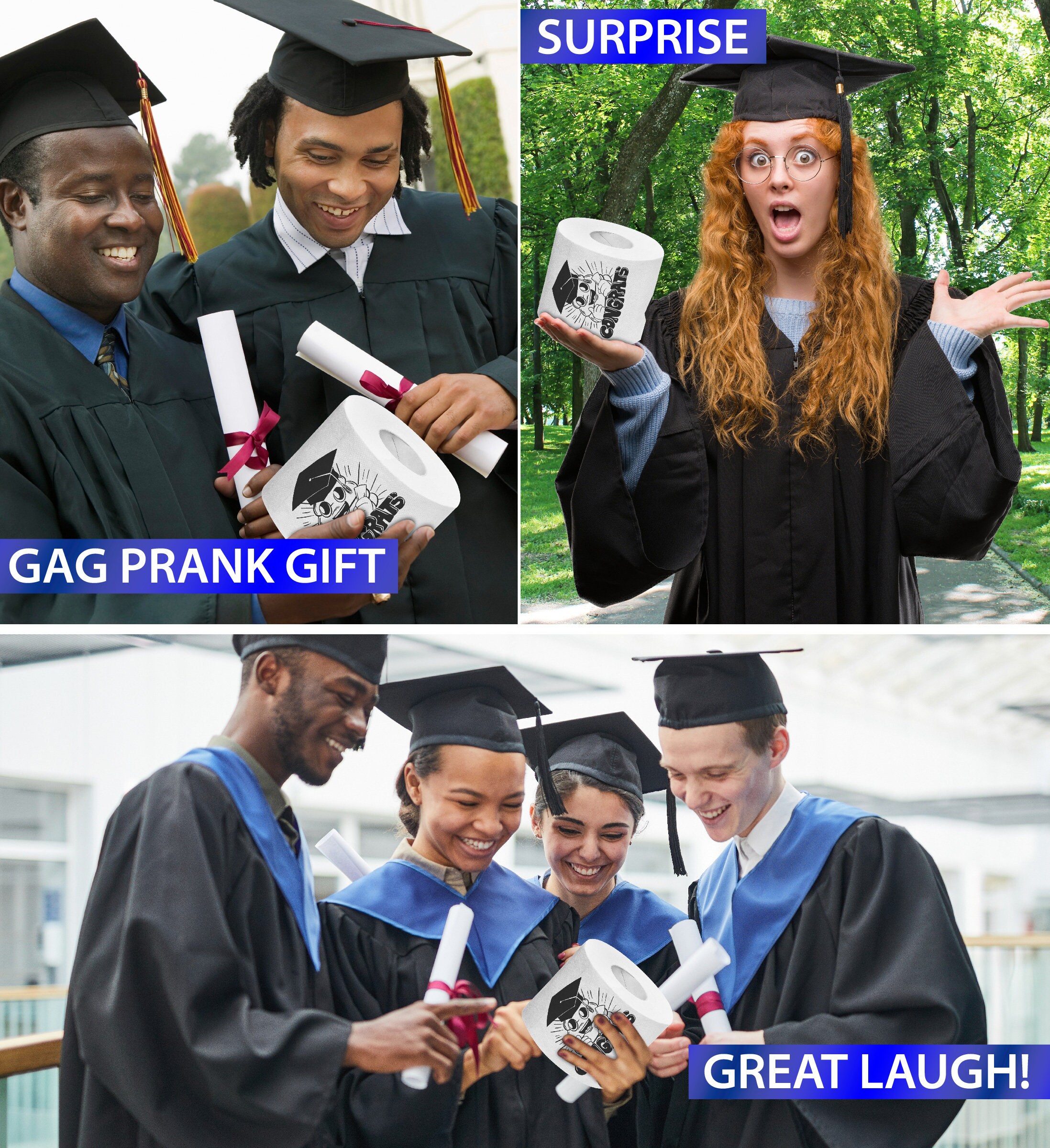 Poop Graduation Cover Printed TP Congrats With Excited Poop Printed Toilet Paper Gag Gift ...
