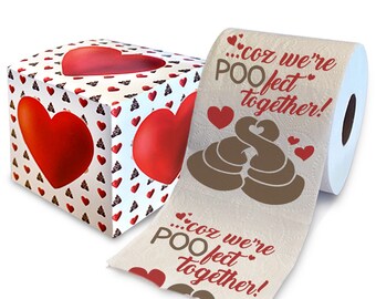 Printed TP 'Coz We're POO-fect Together Printed Toilet Paper Gift - Funny Toilet Paper Roll for Valentines Gift, Bathroom Decor - 500 Sheets