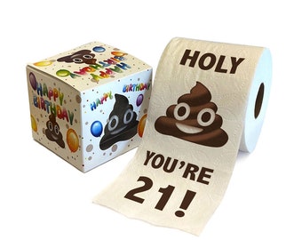 Printed TP Holy Poop You're 21 Printed Toilet Paper Gag Gift – Funny Toilet Paper For Prank, Surprise, 21st Birthday Party Gift - 500 Sheets