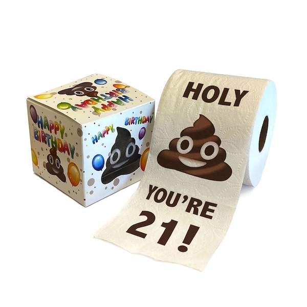 Printed TP Holy Poop You're 21 Printed Toilet Paper Gag Gift – Funny Toilet Paper For Prank, Surprise, 21st Birthday Party Gift - 500 Sheets