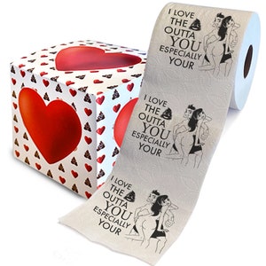 Printed TP Love Your Butt Printed Toilet Paper Gag Gift – Toilet Paper Roll For Prank, Surprise, Bathroom Decor, Novelty Gift – 500 Sheets