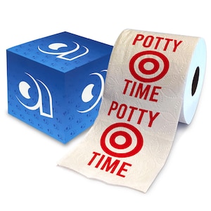 Printed TP Potty Time Bulls Eye Printed Toilet Paper Gag Gift – Funny Toilet Paper Roll for Prank, Bathroom Decor, Novelty Gift - 500 Sheets
