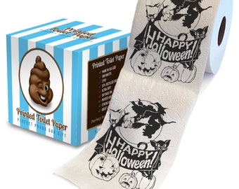 Printed TP Happy Halloween Printed Toilet Paper Gag Gift – Scary Toilet Paper Roll for Surprise, Prank, Funny Novelty Gift – 500 Sheets