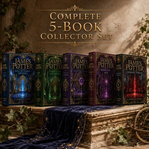 James Potter 5 Volume Fantasy Saga, Magical Hardcover Book Collection with Bookmarks, Dark Academia Bookshelf Gift