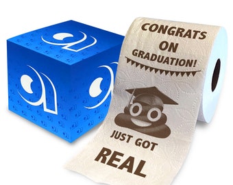 Printed TP Congrats on Graduation Printed Toilet Paper Gag Gift - Funny Toilet Paper Roll for Best Pranks, Graduation Gift  - 500 Sheets