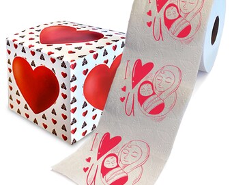 Happy Mother's Day I Love You Mom Design Printed Toilet Paper Paper Roll - Surprise Funny Cute Gag Gifts for Mothers Day - 500 Sheets