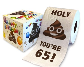 Printed TP 65th Birthday Gift Toilet Paper - Holy You're 65 Bday Party Funny Birthday Gift, Unique 65 Happy Birthday Presents - 500 Sheets