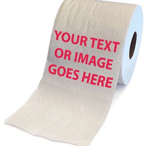 Ensemble cadeau papier hygiénique imprimé personnalisé TP pour blague - Personnalisez-le avec une photo, du texte et des illustrations en 1 couleur - Lot de 2