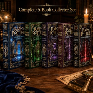 James Potter 5 Volume Fantasy Saga, Magical Hardcover Book Collection with Bookmarks, Dark Academia Bookshelf Gift, Gift For Her