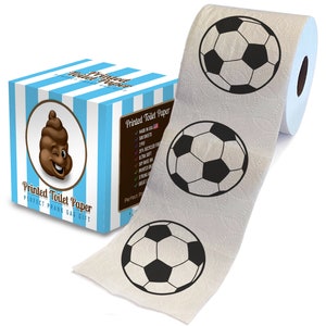Printed TP Sports Games Printed Toilet Paper Roll - Fun Game Day Surprise, Sports Gifts for Sports Themed Party Favors - 500 Sheets Soccer