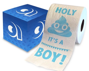 Printed TP Holy Poop It's a Boy! Printed Toilet Paper Gag Gift – Funny Roll for Boy Baby Shower Party Favors, Gender Reveal – 500 Sheet