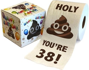 Printed TP 38th Birthday Gift Toilet Paper - Holy You're 38 Bday Party Funny Gift, Novelty Unique 38 Happy Birthday Presents - 500 Sheets
