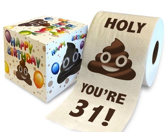 Printed TP Holy Poop You're 31 Printed Toilet Paper Gag Gift – Funny Toilet Paper For Prank, Novelty Gift, 31st Birthday Party - 500 Sheets