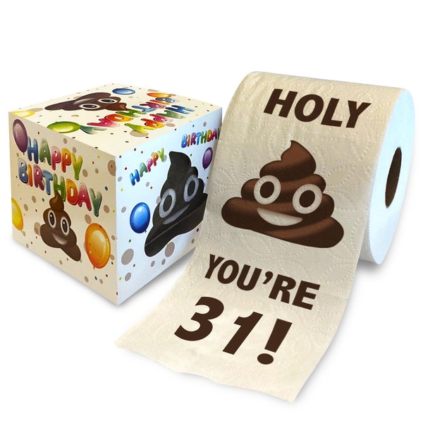 Printed TP Holy Poop You're 31 Printed Toilet Paper Gag Gift – Funny Toilet Paper For Prank, Novelty Gift, 31st Birthday Party - 500 Sheets