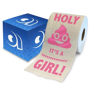 Printed TP Holy Poop It's a Girl! Printed Toilet Paper Gag Gift – Funny Roll for Girl Baby Shower Party Favors, Gender Reveal – 500 Sheet
