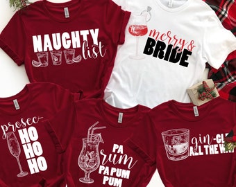 Christmas Bridesmaids Bachelorette Party Crewneck T-Shirts