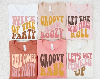 Retro Bachelorette Party Shirts: Wife of the Party, Bridesmaids Gift