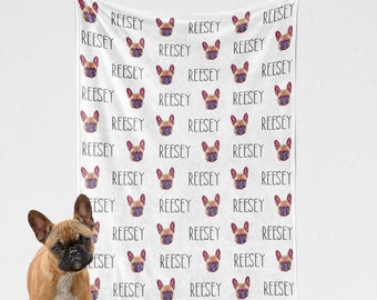 Custom Photo Dog Blanket Personalized Dog Blanket New Puppy Gift Dog Face on Blanket Custom Pet Blanket Crate Blanket Scent Blanket