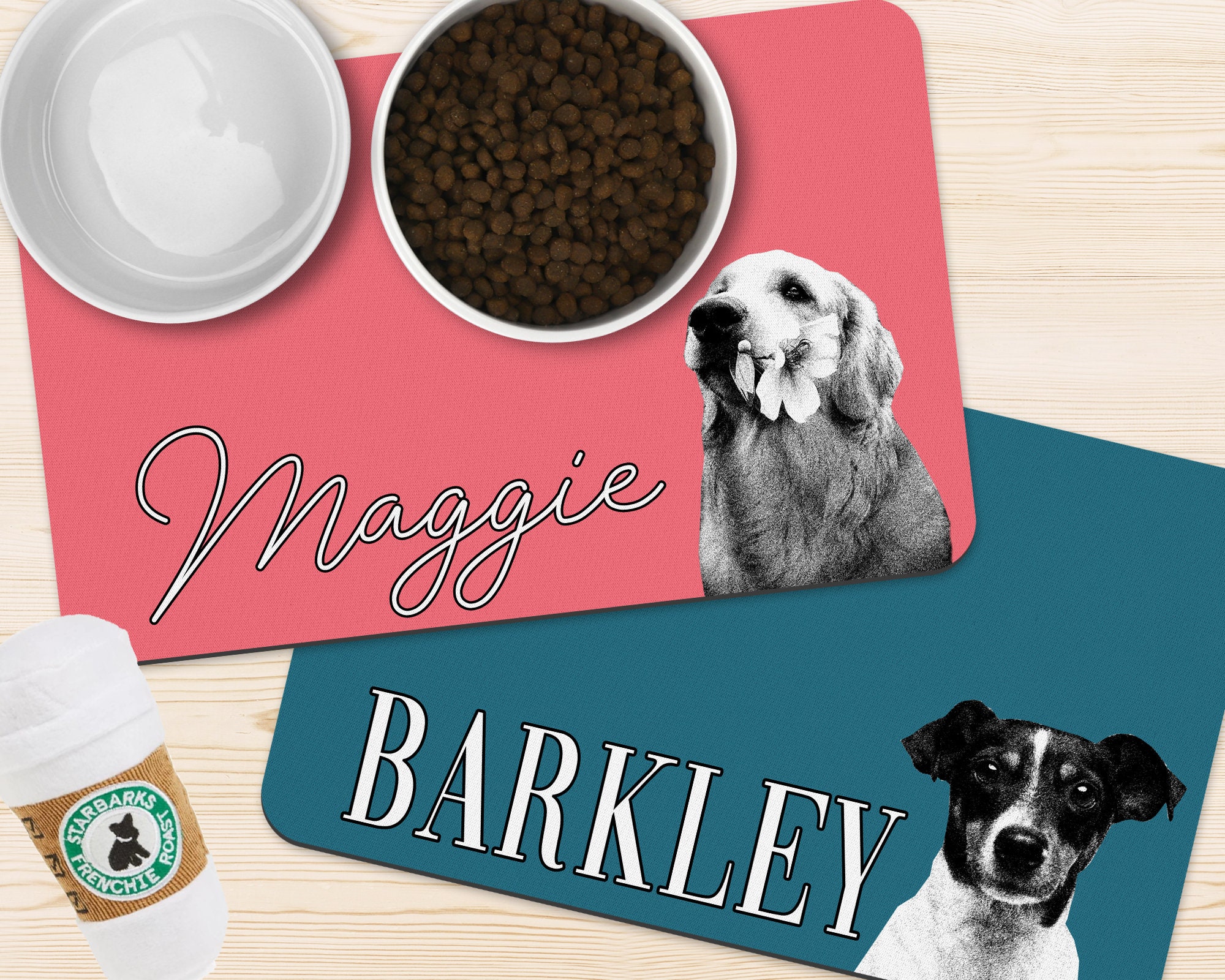Custom Photo Pet Mat With Name Personalized Photo Non Slip Pet Mat for Dogs  or Cats 