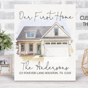 First Home Gift New Home Gift Housewarming Gift Realtor Closing Gift House Illustration Custom House Portrait Newlywed Gift Watercolor House