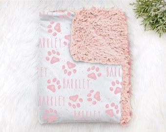 Pink Personalized Dog Blanket Girl Custom Pet Blanket Cat Blanket Crate Blanket Scent Blanket