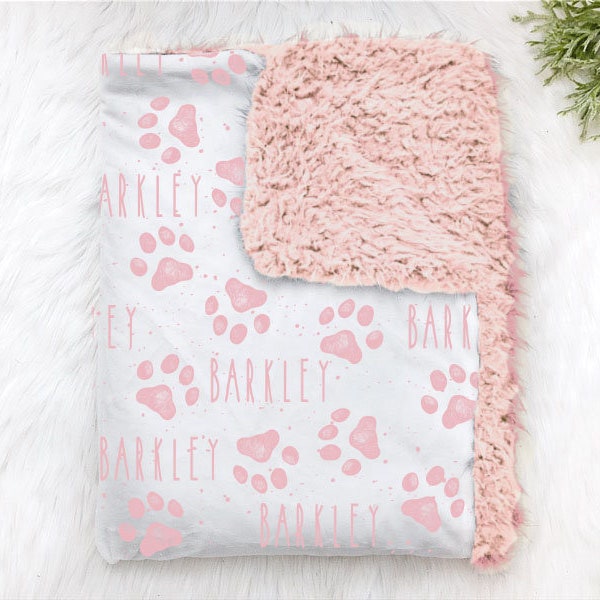 Pink Personalized Dog Blanket Girl Custom Pet Blanket Cat Blanket Crate Blanket Scent Blanket