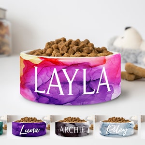 Alcohol Watercolor Ink Custom Dog Bowls Personalized Dog Bowl Cat Pet with Name Gift for Pet Food Bowl Water Bowl Ceramic 6" or 7"