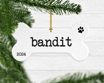 Personalized Type Dog Bone Ornament Christmas Gift for Dog New Dog Owner Gift Custom Dog Ornament Dog Mom Gift FREE SHIPPING
