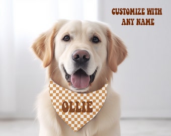 Custom Checkered Dog Bandana: Personalized Pet Scarf