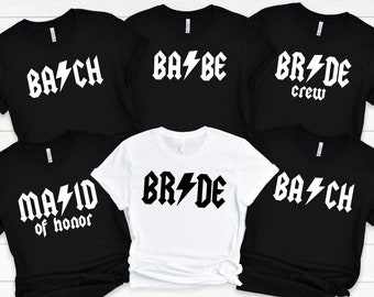 Rock n' Roll Bachelorette Party Shirts: ACDC Bride & Squad