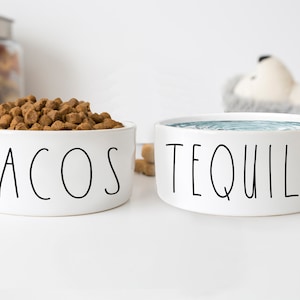 Tacos and Tequila Dog Bowls Funny Dog Gift Pet Food Bowl No Spill Heavy  Water Bowl Cat Bowls Personalized Dog Bowl Ceramic 6 or 7 White 1 