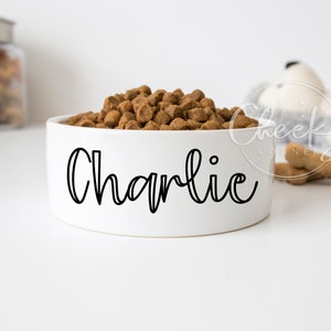 Personalized Dog Bowl Cat Pet Bowl with Name Gift for Pet Food Bowl Water Bowl Small Cat Bowls Ceramic 6 or 7 White 1 image 1