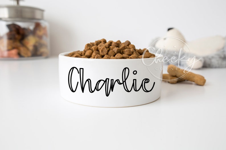 Personalized Dog Bowl Cat Pet Bowl with Name Gift for Pet Food Bowl Water Bowl Small Cat Bowls Ceramic 6 or 7 White 1 image 1