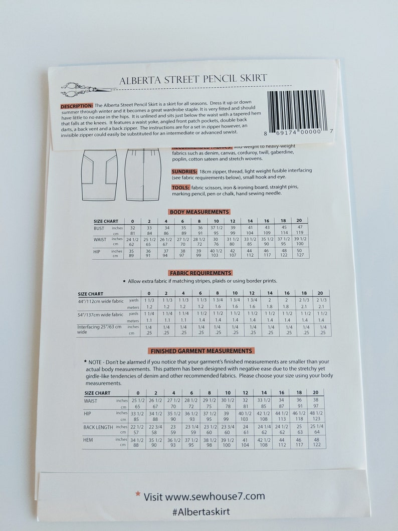 Paper Pattern Sew House Seven The Alberta Street Pencil Skirt Sewing Pattern
