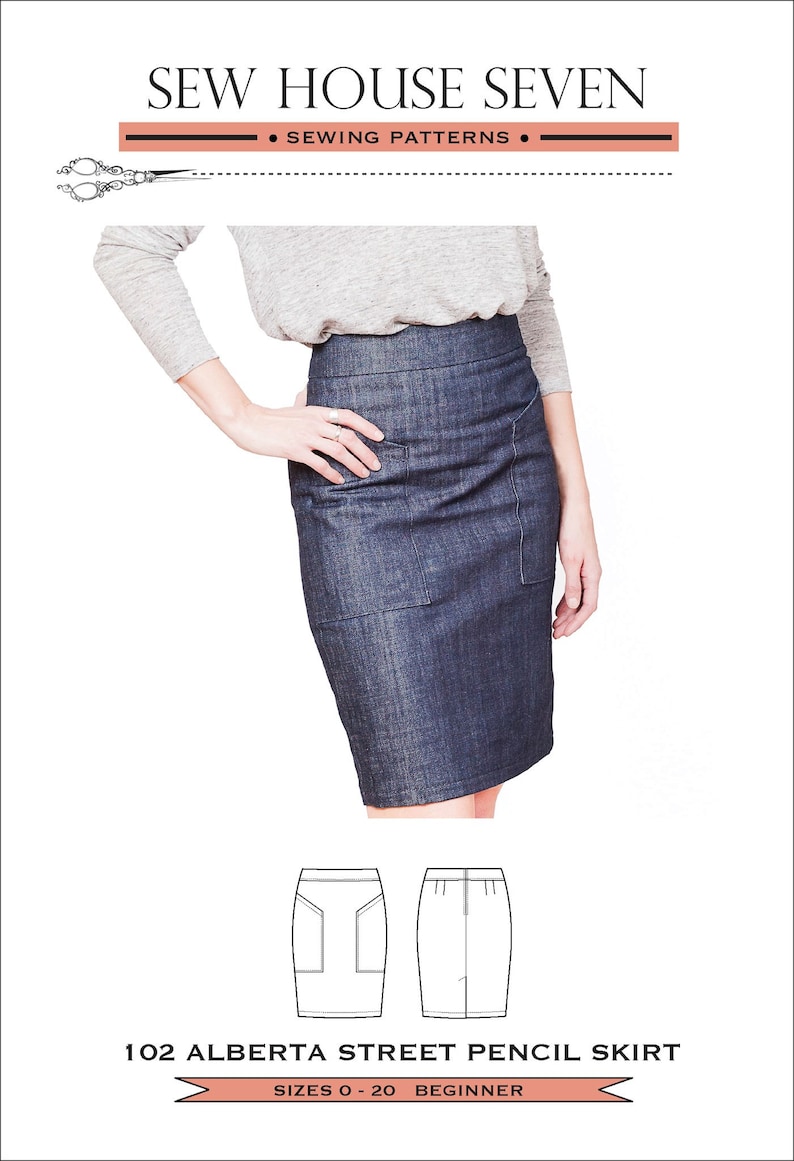 Paper Pattern Sew House Seven The Alberta Street Pencil Skirt Sewing Pattern
