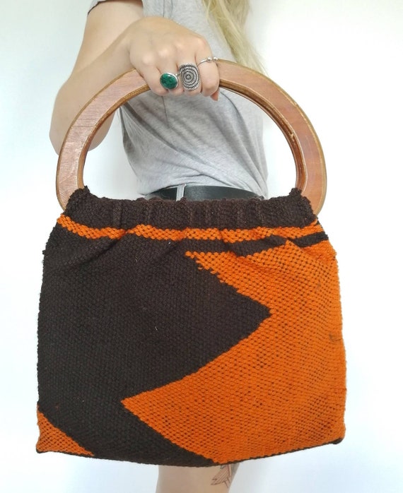 Vintage 1960's-70's hand woven tapestry purse wit… - image 2