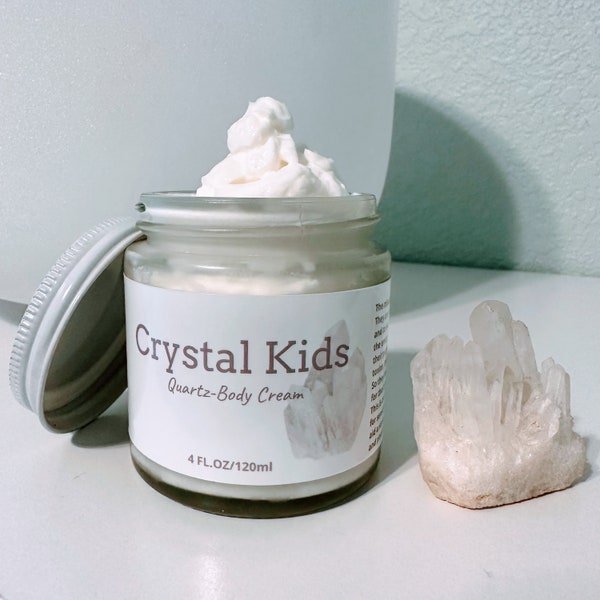 CRYSTAL KIDS (cosmetics for sensitive kids) - Quartz Body Cream, Crystal Infused Water, Soothing and Moisturizing NON-Toxic with B5 and Urea